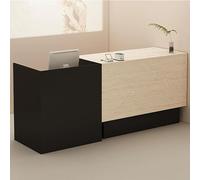 Grande scrivania per reception con foro per cavi, cassetto chiudibile a chiave, contenitore aperto, moderno bancone per la reception per la vendita al dettaglio, la reception dell'ufficio e il