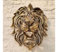 Grande Scultura Artistica Da Parete Con Testa Di Leone, Decorazione Da Parete Con Testa Di Animale In Oro, Scultura Da Parete, Statua Per La Casa, Sculture Da Appendere All'Arte Murale 3D(16*12*21cm)