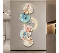 Grande Scultura Da Appendere Alla Parete, Decorazione Da Parete 3D Con Luce LED, Specchio In Porcellana Di Cristallo, Lampada Da Parete Moderna E Semplice A Nove Pesci(A,42 * 100cm)