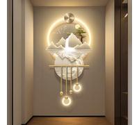 Grande Scultura Da Appendere Alla Parete, Decorazione Da Parete 3D Con Pendente A Sfera In Metallo, Retro UV Ecologico, Murale Da Appendere A Nove Pesci Per Soggiorno(D,60 * 120cm)