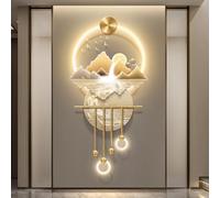 Grande Scultura Da Appendere Alla Parete, Decorazione Da Parete 3D Con Pendente A Sfera In Metallo, Retro UV Ecologico, Murale Da Appendere A Nove Pesci Per Soggiorno(B,50 * 100cm)