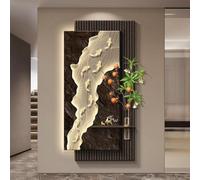 Grande Scultura Da Appendere Alla Parete, Decorazione Da Parete In Pietra Arenaria Con Luce, Decorazione Da Parete 3D Con Vaso In Vetro Per Soggiorno, Ingresso, Ufficio(B,40 * 80cm)