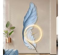 Grande Scultura Da Parete A Forma Di Piuma, Orologio Da Parete Moderno Con Luce, Scultura In Acrilico, Murale Creativo Da Appendere Con Visione 3D Per Il Soggiorno(A,120 * 40cm)