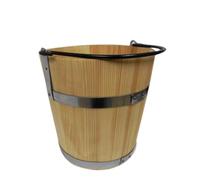 Grande secchio in legno con anello in metallo e manico 10l - vecchio stile molto solido - secchio sauna