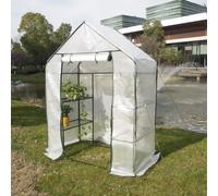 Grande serra da giardino con 6 livelli per fiori, piante di ortaggi, 143x73x195 cm, copertura in PE, colture, capannone da giardino, protezione delle piante white