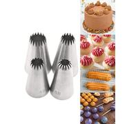 Grande set di beccucci per torta, per churros, eclair e meringhe, 4B, 6B, 1,5 m, 2,7 m, con punta a stella, strumenti per decorare torte, cupcake e biscotti