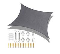 Grande Sole per Il Sole Vela 3x5m 4x6m rettangolo Pesante Serpente Solare Tomba UV Blocco durevoli rifugi per baldacchino Impermeabile con Kit di Fissaggio per Giardino Esterno Cortile Estivo, Grigio