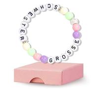 Grande Sorella Alfabeto Braccialetto elastico con perline con bigliettino e scatola regalo, regalo per la nascita ragazza, regalo per sorella grande bambini amici