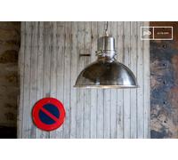 Grande sospensione in metallo argentato, stile industriale, 48x48x43 cm, design classico, finitura luminosa