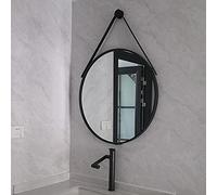 Grande Specchio Appeso, Specchio Rotondo Specchio da Bagno Montato a Parete Specchio, con Corda sospesa per la Camera da Letto per Decorazioni da Parete Black,60cm
