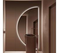 Grande Specchio da Bagno con Mezza Luna LED per Mobiletto, Antiappannante con Sfumature, Luce a 3 Colori, Specchio da Parete per Ingressi di Mobiletti e Decorazione della Casa