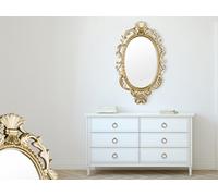 Grande specchio da parete barocco “Trixi” con cornice ovale color oro, 73 x 44 cm