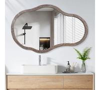 Grande specchio da parete ondulato cornice irregolare in legno moderno unico specchio asimmetrico artistico montato a parete decorazione bagno vanità camera da letto soggiorno ingresso corridoio