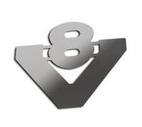 GRANDE SPECCHIO LATERALE ANTERIORE DECORO ACCIAIO INOX V8 BADGE INSEGNA...