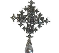 Grande spilla a croce ornata in stile gotico vintage ispirata a cristalli e perle