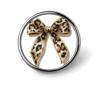 Grande spilla rotonda con fiocco preppy leopardato per uomo donna moda distintivo collare pin abito giacca zaino accessori