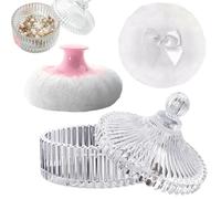 Grande spugnetta per cipria e contenitore, scatola in vetro con applicatore, barattolo per spolverare polvere con piumino, per donne, viso, bellezza, trucco bagnato asciutto, trucco da viaggio, San