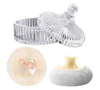 Grande spugnetta per cipria e contenitore, scatola in vetro con applicatore, spugnetta per il corpo e contenitore, da donna, per trucco bagnato e asciutto, da viaggio, San