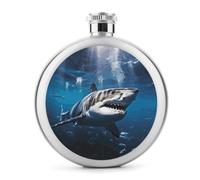 Grande squalo bianco fiaschetta rotonda portatile fiaschetta in acciaio inox 141,7 g fiaschetta whisky per uomo donna