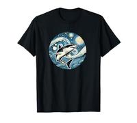 Grande squalo bianco Ocean Animal Van Gogh Starry Night Style Maglietta