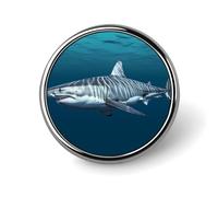 Grande squalo bianco rotondo distintivo personalizzato in metallo bavero distintivo adatto abbigliamento borse cappello spilla stampata umoristica distintivo decorazioni per feste accessori per uomini