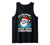 Grande squalo di Natale Bianco Divertente Babbo Natale Natale Gioco di Parole Umorismo Canotta