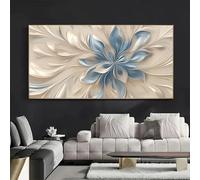 Grande stampa artistica su tela con fiori blu e bianchi - Decorazione murale moderna e minimalista nordica per soggiorno e camera da letto (30x60 cm/cornice interna)
