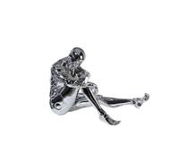 Grande statua femminile in resina, scultura di manichino seduto, pezzo d'arte elettroplaccato argento, figura moderna decorazione per casa e ufficio, regalo unico per uomini e donne (B, S)