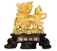 Grande statua Feng Shui Chi Lin Kylin, scultura ricchezza e prosperità, regalo perfetto per l'inaugurazione della casa e decorazione per la casa, migliora fortuna ed energia, ornamento di alta qualità