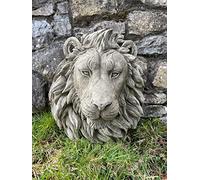 Grande statua in pietra a forma di testa di leone, busto di animale africano, decorazione da giardino