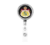 Grande stemma della Svezia Bobina porta badge in metallo resistente, porta badge retrattile con clip da cintura per portachiavi Porta badge Impiegato Insegnante 1