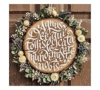 Grande stencil circolare per calligrafia latina, riutilizzabile, in plastica, con Agnus Dei Qui Tollis Peccata Mundi Miserere Nobis, stencil da parete per chiesa, sala di preghiera, decorazione per la