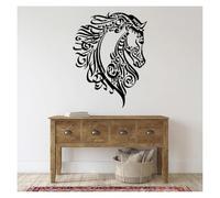 Grande stencil da parete con cavallo arabo, 50 x 64 cm, con calligrafia araba zoomorfica, riutilizzabile, motivo testa di animale tribale, per soggiorno, ufficio, decorazione islamica per la casa