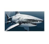 Grande striscione 3D a forma di pesce squalo da appendere alla parete, sfondo per feste di compleanno, Capodanno, laurea, matrimonio, festa di compleanno, decorazione, 120 x 60 cm