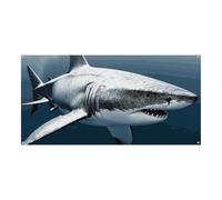 Grande striscione 3D a forma di pesce squalo da appendere alla parete, sfondo per feste di compleanno, Capodanno, laurea, matrimonio, festa di compleanno, decorazione, 180 x 90 cm