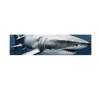 Grande striscione 3D a forma di pesce squalo da appendere alla parete, sfondo per feste di compleanno, Capodanno, laurea, matrimonio, festa di compleanno, decorazione, 120 x 30 cm