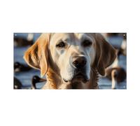 Grande striscione con cane e anatra che nuota, da appendere alla parete, sfondo per feste di compleanno, per Capodanno, laurea, matrimonio, festa di compleanno, decorazione, 120 x 60 cm