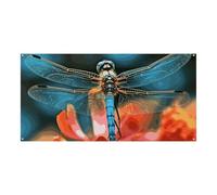 Grande striscione con libellula sul fiore da appendere alla parete, sfondo per feste di compleanno, per Capodanno, laurea, matrimonio, festa di compleanno, decorazione, 180 x 90 cm