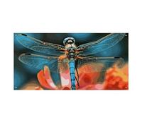 Grande striscione con libellula sul fiore da appendere alla parete, sfondo per feste di compleanno, per Capodanno, laurea, matrimonio, festa di compleanno, decorazione, 120 x 60 cm