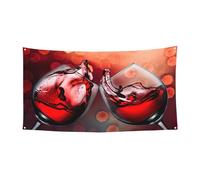 Grande striscione con stampa di bicchieri di vino rosso, per feste di compleanno, decorazione da appendere per regali di celebrazione