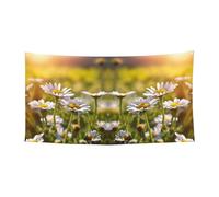 Grande striscione con stampa di margherite bianche selvatiche, per feste di compleanno, decorazione da appendere per regali di celebrazione