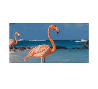 Grande striscione da appendere alla parete con fenicottero sulla spiaggia, sfondo per feste di compleanno, per Capodanno, laurea, matrimonio, festa di compleanno, decorazione, 120 x 60 cm