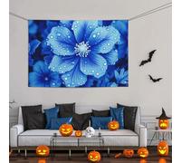Grande striscione decorativo per feste, sfondo personalizzato da appendere alla parete, striscioni di compleanno per cortile cartello blu per feste di fiori sfondo fotografico 119 x 180 cm per