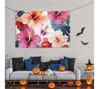 Grande striscione decorativo per feste, sfondo personalizzato da appendere alla parete, striscioni di compleanno bandiera da cortile con stampa floreale hawaiana sfondo fotografico per feste, 119 x