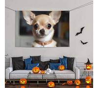 Grande striscione decorativo per feste, sfondo personalizzato da appendere alla parete, striscioni di compleanno bandiera da cortile carino chihuahua festa sfondo fotografico 119 x 180 cm per