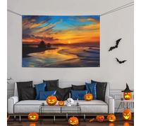 Grande striscione decorativo per feste, sfondo personalizzato da appendere alla parete, striscioni di compleanno per cortile cartello blu crepuscolo oro tramonto sfondo fotografico per feste di