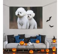 Grande striscione decorativo per feste, sfondo personalizzato da appendere alla parete, striscioni di compleanno bandiera da cortile Bichon Frise sfondo fotografico per feste, 119 x 180 cm per