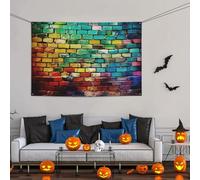 Grande striscione decorativo per feste, sfondo personalizzato da appendere alla parete, striscioni di compleanno bandiera da cortile colorato sfondo fotografico per feste in mattoni 119 x 180 cm