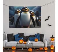 Grande striscione decorativo per feste, sfondo personalizzato da appendere alla parete, striscioni di compleanno per cortile cartello divertente pinguini sfondo fotografico per feste, 119 x 180 cm