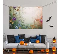 Grande striscione decorativo per feste, sfondo personalizzato da appendere alla parete, striscioni di compleanno bandiera da cortile con vortici floreali edera sfondo fotografico per feste, 119 x 180